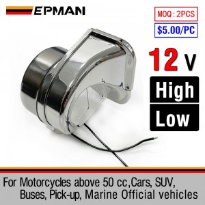 EPMAN Stainless Steel Single Compact Electric Snail Horn For Boats motorcycle cars etc. High / Low 12V