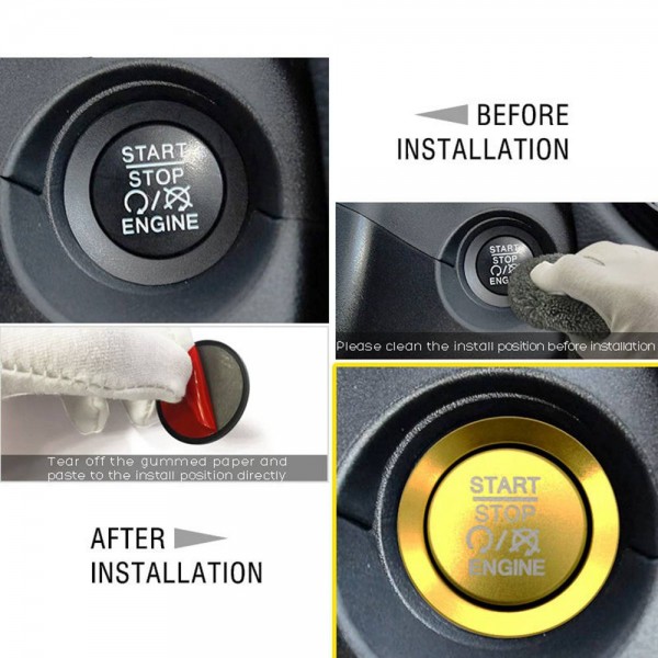 EPMAN Car Interior Engine Ignition Start Stop Push Button Switch Button Ring Cover Trim Sticker Car Interior For Jeep Liberty Compass EPYJK201JP 