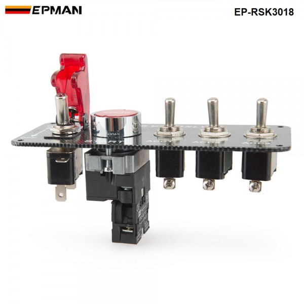  4 in1 Carbon Fiber Panel Racing Car Engine Start Push Ignition Switch Toggle Kits EP-RSK3018