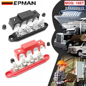 EPMAN 2PCS/SET 4 Stud Bus BAR Power Distribution Block For Marine Battery Terminals 12V Power and Ground Distribution Blocks Terminal Block for Battery Terminals BusBar EPAA02G13
