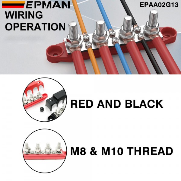 EPMAN 2PCS/SET 4 Stud Bus BAR Power Distribution Block For Marine Battery Terminals 12V Power and Ground Distribution Blocks Terminal Block for Battery Terminals BusBar EPAA02G13 EPMAN 2PCS/SET 4 Stud Bus BAR Power Distribution Block For Marine Battery Terminals 12V Power and Ground Distribution Blocks Terminal Block for Battery Terminals BusBar EPAA02G13