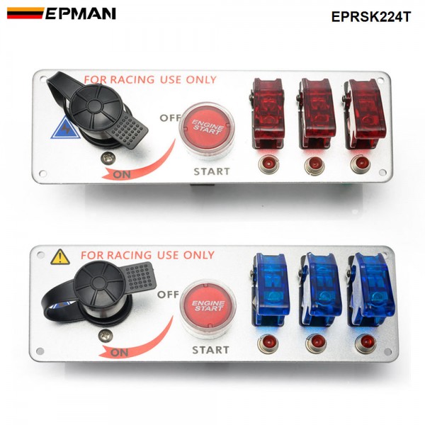 EPMAN 12V Racing Car Toggle Ignition Switch Panel LED Push Button Starter Engine Start EPRSK224T EPMAN 12V Racing Car Toggle Ignition Switch Panel LED Push Button Starter Engine Start EPRSK224T