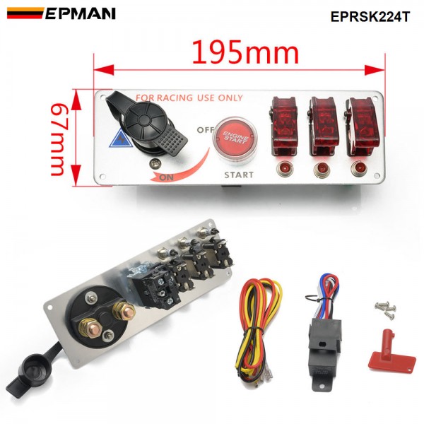 EPMAN 12V Racing Car Toggle Ignition Switch Panel LED Push Button Starter Engine Start EPRSK224T EPMAN 12V Racing Car Toggle Ignition Switch Panel LED Push Button Starter Engine Start EPRSK224T