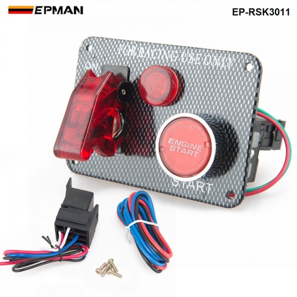  12V Red LED Racing Car Engine Start Push Button Ignition Switch Panel Toggle Hot EP-RSK3011