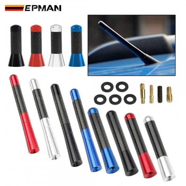 EPMAN Mini Black Carbon Fiber Radio Short Antenna Universal Car Decorative Scerw 3.5/8/12cm Length 