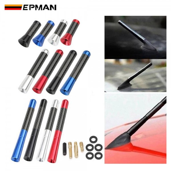 EPMAN Mini Black Carbon Fiber Radio Short Antenna Universal Car Decorative Scerw 3.5/8/12cm Length 
