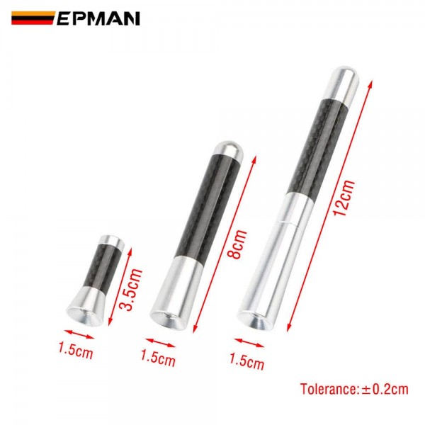EPMAN Mini Black Carbon Fiber Radio Short Antenna Universal Car Decorative Scerw 3.5/8/12cm Length 