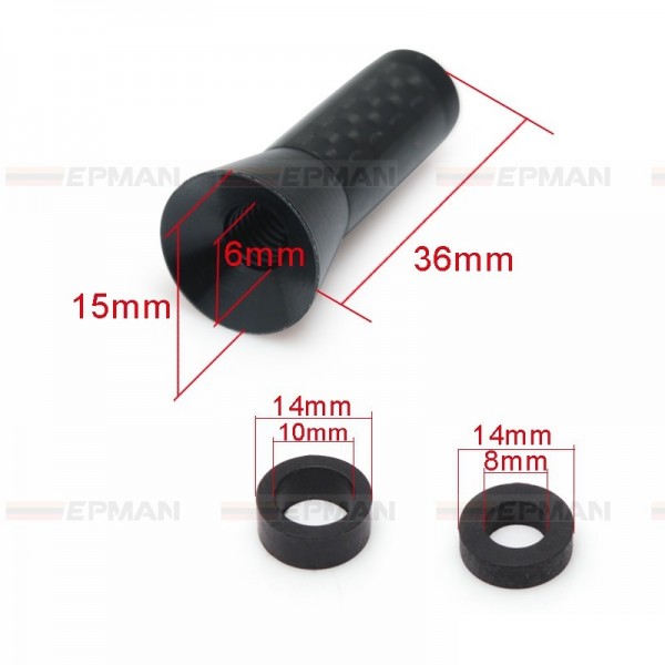 EPMAN Universal Car Black Antenna Truck Shark Fin Roof Decorative Dummy Carbon Fiber Aerial Length 3.5cm TK-TX001-35