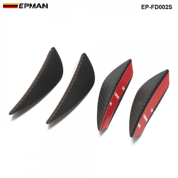  EPMAN - 4pcs Carbon fiber Color Fit Front Bumper Lip Splitter Fins Body Spoiler Canards Valence Chin  EP-FD002S 