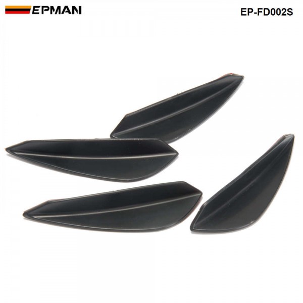  EPMAN - 4pcs Carbon fiber Color Fit Front Bumper Lip Splitter Fins Body Spoiler Canards Valence Chin  EP-FD002S 