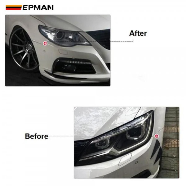  EPMAN - 4pcs Carbon fiber Color Fit Front Bumper Lip Splitter Fins Body Spoiler Canards Valence Chin  EP-FD002S 