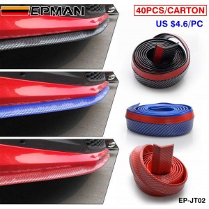 EPMAN 40PCS/CARTON Soft Carbon fiber Rubber Car bumper Strip 60mm Width 2.5m length Exterior Front Bumper Lip Kit (Black/Red/Blue) EP-JT02-40T