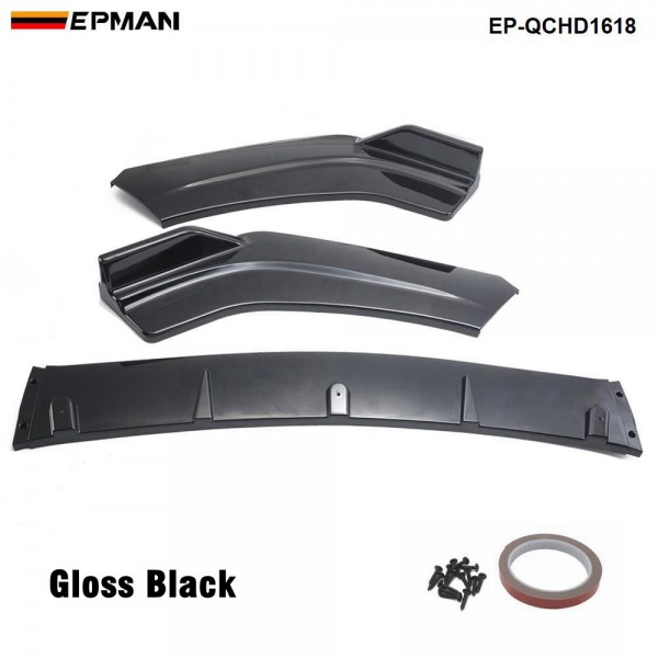 EPMAN - 10SETS/CARTON 3PCS Auto Front Bumper Chin Lip Spoiler Body Kit For Honda Civic Sedan 16-18 EP-QCHD1618-10T