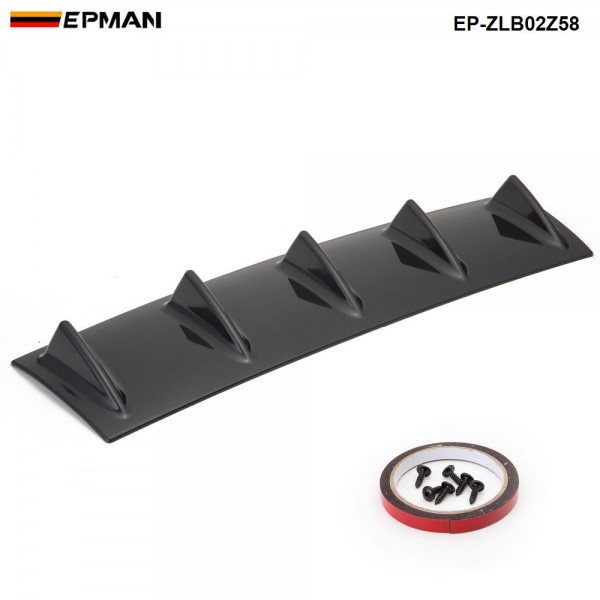 EPMAN - 20PCS/LOT Shark Fin 5 Wing Lip Diffuser 23" x 6" Rear Bumper Chassis Black/Carbon Color ABS Universal EP-ZLB02Z58-20T