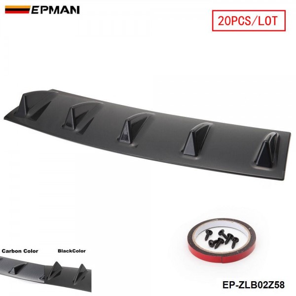EPMAN - 20PCS/LOT Shark Fin 5 Wing Lip Diffuser 23" x 6" Rear Bumper Chassis Black/Carbon Color ABS Universal EP-ZLB02Z58-20T EPMAN - 20PCS/LOT Shark Fin 5 Wing Lip Diffuser 23" x 6" Rear Bumper Chassis Black/Carbon Color ABS Universal EP-ZLB02Z58-20T