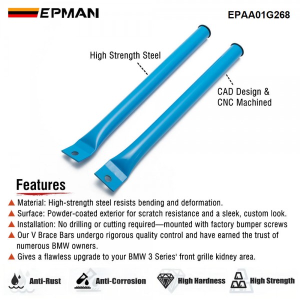 EPMAN Front Grille Kidney Brace Bars for BMW 3 Series E90/E91/E92/E93 2006-2013 EPAA01G268 EPMAN Front Grille Kidney Brace Bars for BMW 3 Series E90/E91/E92/E93 2006-2013 EPAA01G268