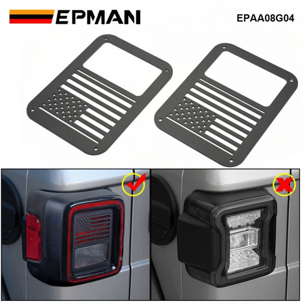 EPMAN 20SETS/CARTON Steel "American US Flag" Tail Light Covers Guards Protectors Compatible with 2007-2018 Jeep Wrangler JK Unlimited Accessories EPAA08G04-20T EPMAN 20SETS/CARTON Steel "American US Flag" Tail Light Covers Guards Protectors Compatible with 2007-2018 Jeep Wrangler JK Unlimited Accessories EPAA08G04-20T