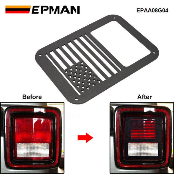 EPMAN 20SETS/CARTON Steel "American US Flag" Tail Light Covers Guards Protectors Compatible with 2007-2018 Jeep Wrangler JK Unlimited Accessories EPAA08G04-20T EPMAN 20SETS/CARTON Steel "American US Flag" Tail Light Covers Guards Protectors Compatible with 2007-2018 Jeep Wrangler JK Unlimited Accessories EPAA08G04-20T