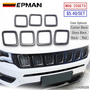 EPMAN Grille Inserts ABS Grill Cover Exterior Accessories for Jeep Compass MP 2017 2018 2019 2020 EPAA08G09