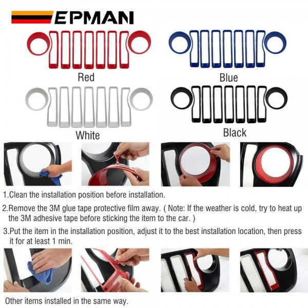 EPMAN 10SETS/CARTON For 2018-2022 Jeep Wrangler JL Mesh Grille Grill Insert+Headlight Turn Light Cover Trim 2018 2019 2020 2021 JL JLU for Jeep Gladiator JT EPAA08G11-10T EPMAN 10SETS/CARTON For 2018-2022 Jeep Wrangler JL Mesh Grille Grill Insert+Headlight Turn Light Cover Trim 2018 2019 2020 2021 JL JLU for Jeep Gladiator JT EPAA08G11-10T
