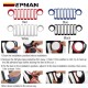 EPMAN 10SETS/CARTON For 2018-2022 Jeep Wrangler JL Mesh Grille Grill Insert+Headlight Turn Light Cover Trim 2018 2019 2020 2021 JL JLU for Jeep Gladiator JT EPAA08G11-10T