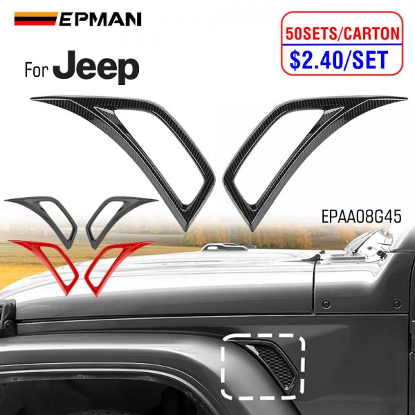 EPMAN 50SETS/CARTON 2PCS Side Fender Vent Decal Trim Cover For Jeep Wrangler JL JLU Gladiator JT 2018-2024 Exterior Accessories EPAA08G45-50T EPMAN 50SETS/CARTON 2PCS Side Fender Vent Decal Trim Cover For Jeep Wrangler JL JLU Gladiator JT 2018-2024 Exterior Accessories EPAA08G45-50T