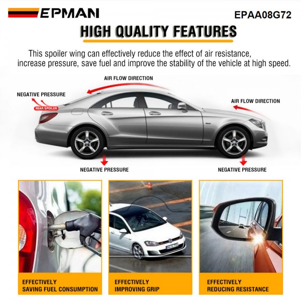 EPMAN 20SETS/CARTON Universal Car Tail Wing Rear Wing Roof Spoiler Sedan Hatchback DIY Length Spoiler Lip EPAA08G72-20T EPMAN 20SETS/CARTON Universal Car Tail Wing Rear Wing Roof Spoiler Sedan Hatchback DIY Length Spoiler Lip EPAA08G72-20T