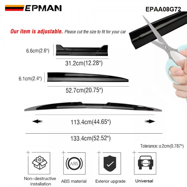 EPMAN 20SETS/CARTON Universal Car Tail Wing Rear Wing Roof Spoiler Sedan Hatchback DIY Length Spoiler Lip EPAA08G72-20T EPMAN 20SETS/CARTON Universal Car Tail Wing Rear Wing Roof Spoiler Sedan Hatchback DIY Length Spoiler Lip EPAA08G72-20T