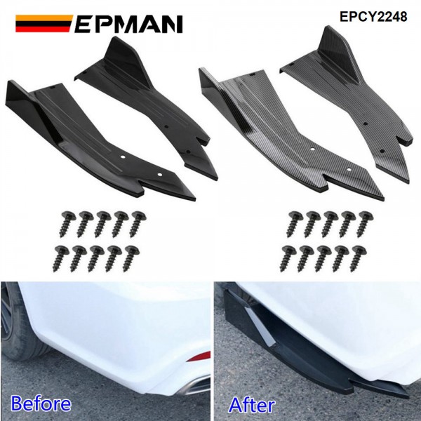 EPMAN 10SETS/CARTON Carbon Fiber ABS Universal Protector Car Rear Bumper Lip Strip Spoiler Side Skirt Anti Scratch Protector EPCY2248-10T