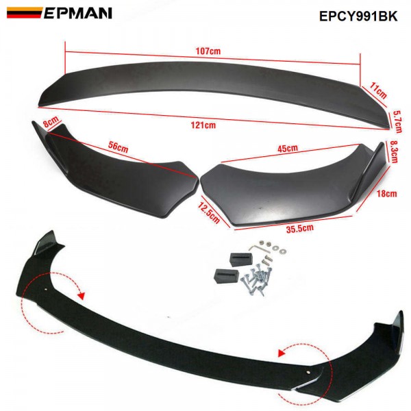 EPMAN 10SETS/CARTON 3pcs Car Front Bumper Splitter Lip Diffuser Chin Bumper Spoiler Body Kits For Ford For Mustang For BMW For Honda EPMAN 10SETS/CARTON 3pcs Car Front Bumper Splitter Lip Diffuser Chin Bumper Spoiler Body Kits For Ford For Mustang For BMW For Honda