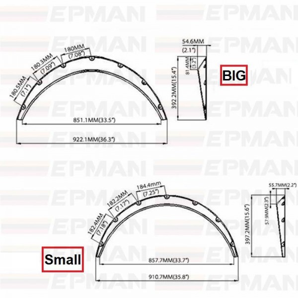 EPMAN - 40 PCS/ Carton Fender Flares Arch Wheel Eyebrow Protector/mudguards Sticker Universal EPDLM10086-40PCS EPMAN - 40 PCS/ Carton Fender Flares Arch Wheel Eyebrow Protector/mudguards Sticker Universal EPDLM10086-40PCS