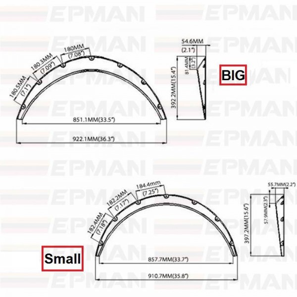 EPMAN - 40 PCS/ Carton Fender Flares Arch Wheel Eyebrow Protector/mudguards Sticker Universal EPDLM10086-40PCS