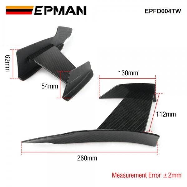EPMAN Universal Carbon Fiber Look Car Front Bumper Lip Splitter Fins Body Canards Diffuser Spoiler For BMW EPFD004TW EPMAN Universal Carbon Fiber Look Car Front Bumper Lip Splitter Fins Body Canards Diffuser Spoiler For BMW EPFD004TW