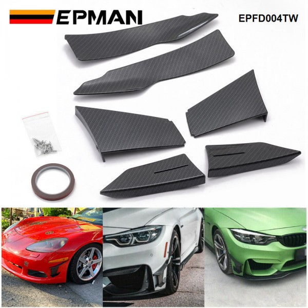 EPMAN Universal Carbon Fiber Look Car Front Bumper Lip Splitter Fins Body Canards Diffuser Spoiler For BMW EPFD004TW EPMAN Universal Carbon Fiber Look Car Front Bumper Lip Splitter Fins Body Canards Diffuser Spoiler For BMW EPFD004TW