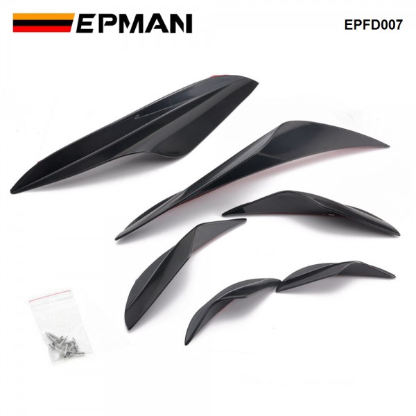 EPMAN 30SETS/CARTON Universal 6PCS/SET ABS Car Body Auto Anti-Collision Strip Decoration Bumper Lip Spoiler Valence Chin Diffuser Canards Trim Kit For Most Cars EPFD007-30T