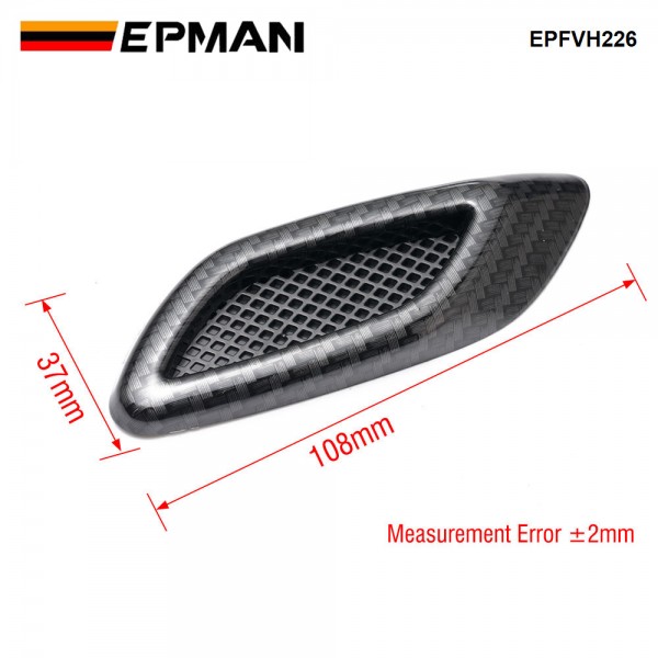 EPMAN 20SETS/CARTON 6PCS/SET Car Exterior Air Flow Vent Hoods Decoration Sticker Fender Side Trim Cover For Car Modified Fender Side Fake Vent EPFVH226-20T