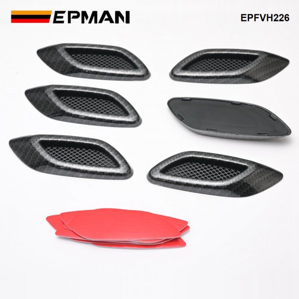 EPMAN 20SETS/CARTON 6PCS/SET Car Exterior Air Flow Vent Hoods Decoration Sticker Fender Side Trim Cover For Car Modified Fender Side Fake Vent EPFVH226-20T