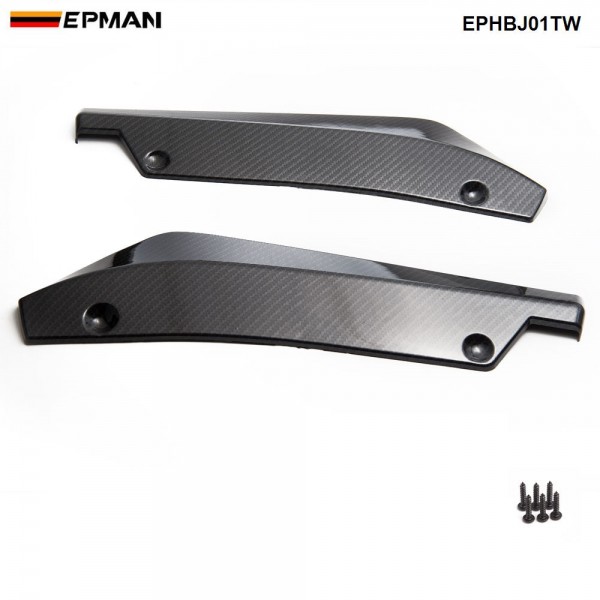 EPMAN -1Pair Carbon Fiber Universal Car Rear Bumper Lip Splitter Diffuser Chin Spoiler Canard Deflector EPHBJ01TW