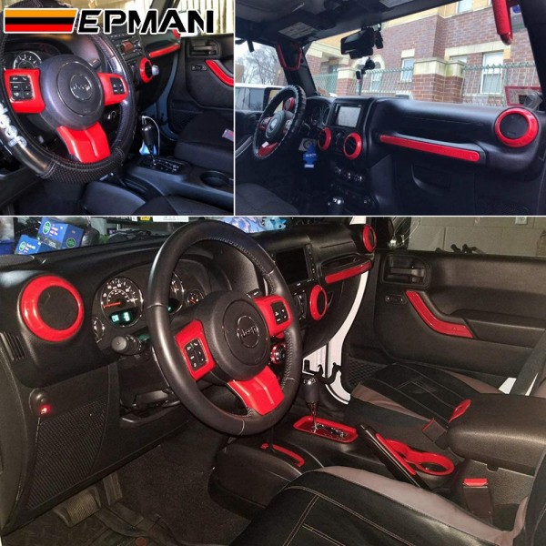 EPMAN 30SETS/CARTON 28 PCS Full Set Interior Decoration Trim Kit For Jeep Wrangler JK JKU 2011-2018 EPNST11JP28-30T EPMAN 30SETS/CARTON 28 PCS Full Set Interior Decoration Trim Kit For Jeep Wrangler JK JKU 2011-2018 EPNST11JP28-30T