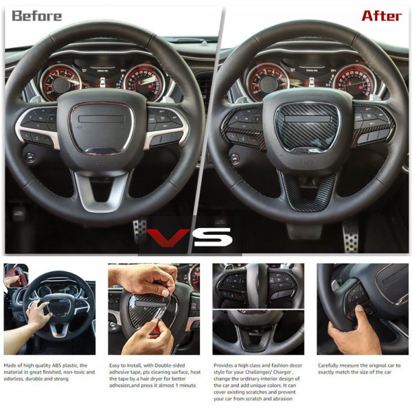 EPMAN 50SETS/CARTON Steering Wheel Cover Trim for 15+ Dodge Challenger,Charger,Durango EPNST1520-50T