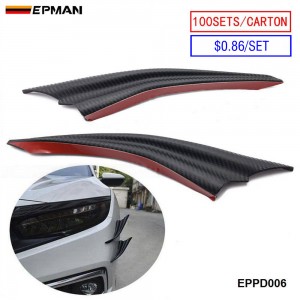 EPMAN 100SETS/CARTON Black Car Front Bumper Lip Splitter Fin Air trim Universal Auto Body Front Side Wing Spoiler Canards Splitters Protector EPPD006-100T 