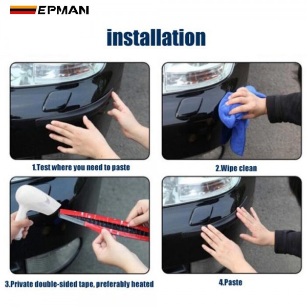 EPMAN 2PCS Car Bumper Protector Front Body Corner Lip Bumper Side Guard Rear Back Protection Carbon Fiber Stickers EPPD510 EPMAN 2PCS Car Bumper Protector Front Body Corner Lip Bumper Side Guard Rear Back Protection Carbon Fiber Stickers EPPD510