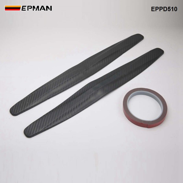 EPMAN 2PCS Car Bumper Protector Front Body Corner Lip Bumper Side Guard Rear Back Protection Carbon Fiber Stickers EPPD510