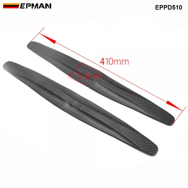 EPMAN 2PCS Car Bumper Protector Front Body Corner Lip Bumper Side Guard Rear Back Protection Carbon Fiber Stickers EPPD510