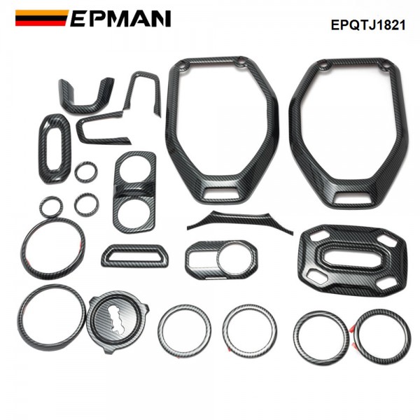EPMAN 20SETS/CARTON 21PCS/SET Car Interior Accessories-Air Conditioning & Switch Button& Reading Light & Steering Wheel etc for Jeep Wrangler & Gladiator 2018- 2022 EPQTJ1821-20T 