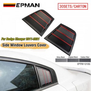 EPMAN 30SETS/CARTON Side Window Louvers Air Vent Scoop Shades Cover Blinds ABS for Dodge Charger 2011-2021 (Red line) EPTFB1121DG-30T