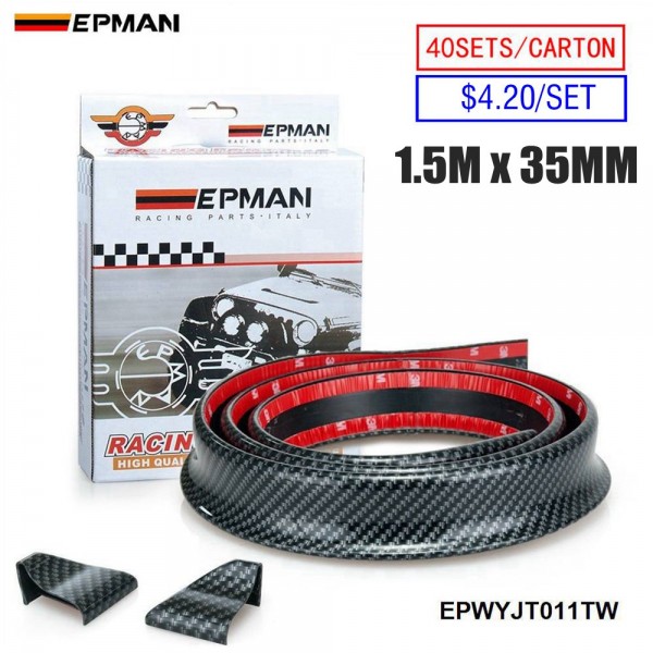 EPMAN 40SETS/CARTON Universal 1.5M*35MM Carbon Fiber Car Rear Automotive Spoilers Carbon Spoiler EPWYJT011TW-40T