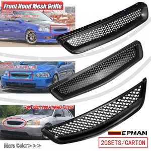 EPMAN 20PCS/CARTON Front Hood Grille Grill Air Flow Intake Mesh Fit for Honda Civic 1996-2003 JDM Type-R Style ABS Bumper Grille