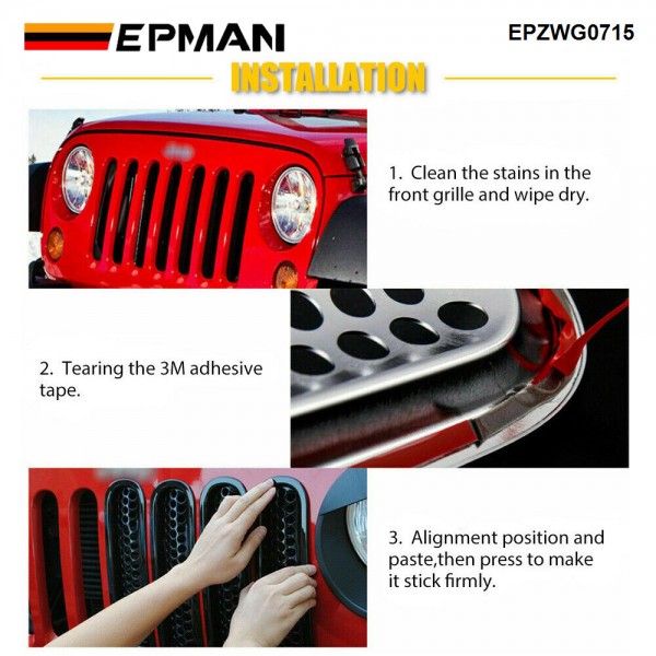 EPMAN 20SETS/CARTON Front Grill Mesh Grille Insert For Jeep Wrangler Rubicon Sahara JK Parts 2007-2017 7PCS/SET EPZWG0715-20T