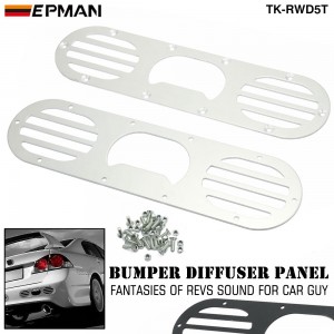 EPMAN 2PCS Aluminum Rear Bumper Race Air Diversion Diffuser Gunmetal For Honda Civic TK-RWD5T